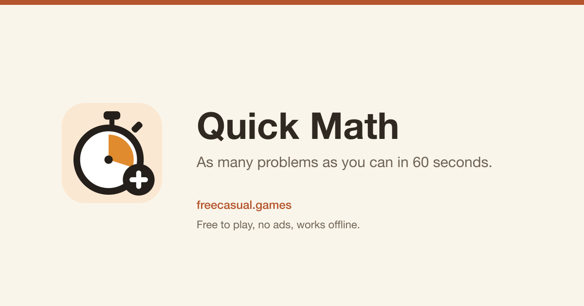 Quick Math - 60-second mental math test | FreeCasual